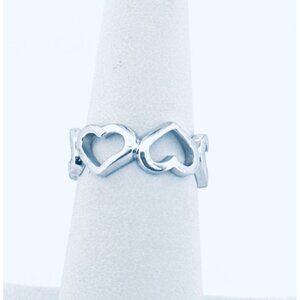 Estate 925 Sterling Silver Open Heart Band Ring Size 6, 3.2g, Stamped .925